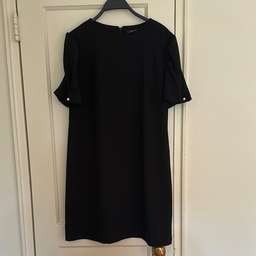 H&M Black Sheath Mini Dress with Flutter Sleeves